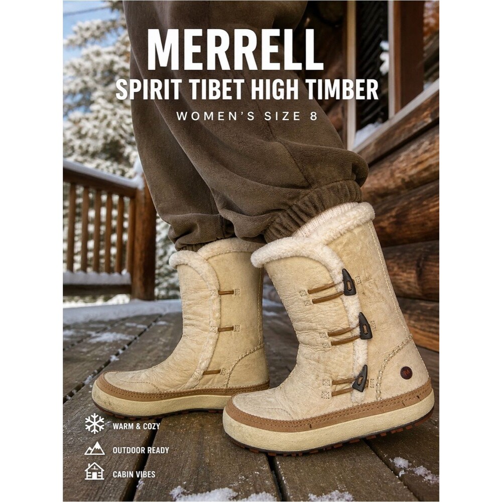 Merrell Spirit Tibet Timber Boots Womens 8 Shearling Leather Winter